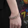 Bracelets de liaison bracelet masculin 25 mm Prong Baguette Curb chaîne de haute qualité glacée en zircone Hip Hop Rappeur de luxe bijoux de luxe