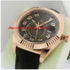 Factory Luxury Wristwatch 326135 Rose Gold Brand New Automatic Mechanical Mens Watch Men's Wrist Watches Black Leather292Z