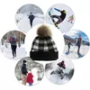 Winter Knitting Beanie Cap Crochet Pompom Knitted Hats With Button Easy Wear Mask Plaid Warm Flocculus Hat