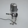 Lámparas de mesa Vintage micrófono Robot atenuador lámpara Metal con Mini guitarra creativo ajustable hierro fino adornos Luz regalo B