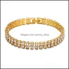 Link Chain FL Rhinestone Jewelry Bracelet Bling Cuban Link Bangle Fashion Men Hip Hop Armbanden Accessoires Q301FZ Drop Delivery DHGFV