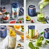 Entsafter Elektrischer Mixer Entsafter Tragbarer Obst-Milchshake-Becher 6 Klingen Mini Automatische Erdbeer-Mango-Smoothie-Maschine