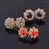 Boucles d'oreilles SINLEERY fleur en forme inhabituelle pour les femmes bleu rouge cubique Zircon boucle d'oreille rétro bijoux 2022 tendance ZD1 SSK