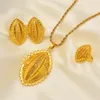 Conjuntos de joyería de boda 18k amarillo oro fino lleno colgante collares pendientes anillo Habesha eritreo etíope