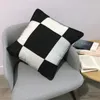 designer pillow throw pillows classic sofa letter plaid 45X45cm Square soft WOOL model room lunch break car waist back bed chair Seat home decor Decorative h blanket