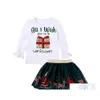 Roupas de roupas garotas de Natal de manga longa e vestido de gaze bebê bebê oneck xmas white tops skirt terno infantil crianças roupas de criança dhonp