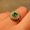 Cluster Rings Natural Colombian Emerald Ring Sterling Silver 925 Women's Gem Anniversary Party Classic Boutique Jewelry Gift