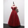 Vêtements ethniques 2022 femmes bordeaux dentelle perles robe de mariée formelle Sexy dos nu longue a-ligne Tulle robe de bal Toast Vestidos