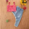 Kleidungsstücke Summer Girl Set Pink Weste Denim Rock Anzüge für Kinder