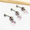 1 P C S Bell Button Rings Pingente Pingente Love Heart Cristal Piercing Navel J￳ias para as unhas para mulheres piercing de moda