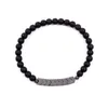 Strand Vintage Handmade Stone Arrow Bracelet Men Classic 6mm Black Matte Bead For Jewelry Gift