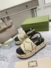 Designer di lusso sandali con cinturino largo firma piattaforma scivolo beige tela da uomo infradito pantofola ciechi per amore con sacchetto per la polvere