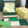 U1 Rolex Luxury Green Boxes Mens for Original Nner Outer Woman's Watches Boxes Men Wristwatchギフト券ハンドバッグBrochu183r