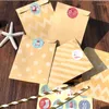 Gift Wrap 24pcs Kraft Paper Bags With Merry Christmas Number Sticker Dots Striped Bag Xmas Candy Packing Year Supplies