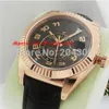 Factory Luxury Wristwatch 326135 Rose Gold Brand New Automatic Mechanical Mens Watch Men's Wrist Watches Black Leather292Z