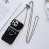 Designer Phone Cases for iPhone 14 14pro 14plus 13 13pro 12 pro max Deluxe Fashion PU Leather Card Holder Luxury Cellphone Cover with Neck lanyard HKD230807