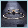 ID Identification 925 Sier Fashion CZ Stone Paled Armband Jewelry Woman Classic Stylish Crystal Justerbar med detaljhandelskort Drop D DHQSD