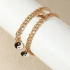 Link Armbänder 2 stücke Herzförmige Magnet Attraktion Armband Für Paare Gold Farbe Kuba Kette Männer Frauen Charme Yin Yang schmuck