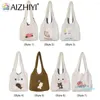 Evening Bags Autumn Winter Shoulder Bag Kawaii Fluffy Totes Purse Large-capacity Cute Embroidery For Shopping Travel Ladies Girl