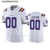 Custom NCAA College LSU Tigers Purple Football Jerseys Burrow Jefferson Chase