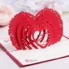 Gratulationskort Valentines Day Gift Heart 3D Pop Up Greating Card Vykort Matchande kuvert Laser Cut Handmade Birthday SN491