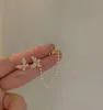 Elegant Cute Rhinestone Butterfly Stud Earrings For Women Girls Fashion Metal Chain Boucle D'oreille Jewelry Gifts