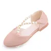 Chaussures plates filles cuir princesse 2022 printemps été antidérapant fond souple résistant à l'usure perle bébé enfants