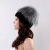 Basker Ryssland stil riktig stickad hatt med stora silver pom poms beanies eleganta kvinnor naturliga mössa huvudbonad