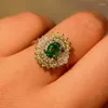 Cluster Rings Natural Colombian Emerald Ring Sterling Silver 925 Women's Gem Anniversary Party Classic Boutique Jewelry Gift