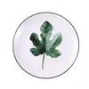 Platten Keramik Platte Nordic Green Leaf Stil Obst Dessert Brot Tablett Steak Teller Kreative Haushalt Porzellan Geschirr