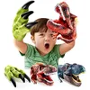 3st roliga dinosaurie leksaker hand dockor för barn dinosaurier klor huvud mjuka gummi dino figurer set djur handske t-rex velociraptor dockor gåvor