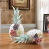 Decorative Figurines Painted Pineapple Ceramic Fruit Statue Ornaments Gilded Porcelain Desk Decor Crafts Home Decoration Modern