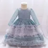 Girl Dresses Ballgown Long Sleeve Dress Lace Flower 2023 Pink Beach Short Kids Wedding Princess Party Pageant Clothes