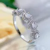 Cluster-Ringe, glänzender runder Stern-Ring, einfacher S925-Sterlingsilber, eiförmiger Diamant mit hohem Kohlenstoffgehalt, Hochzeit, edler Schmuck