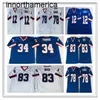 Homens Vintage Football Thurman 34 Thomas Jim 12 Kelly 78 Bruce Smith 83 Andre Reed Sticthed Retro Jerseys Blue Size S-3xl