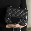 10A Top Tier Qualität Mini Square Flap Bag Designer Damen Echtleder Kaviar Lammfell Klassische schwarze Geldbörse Quilted Hangbags Crossbody Schulter Gold Chain Box Bags9