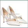 2022 Dress Shoes Sandals Women Pvc Summer Brand Crystal Embellishment Lady Slip On Wedding Edit Bride