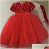 Abiti da ragazza Ragazze Ruffles Princess Dress For Kids Wedding Elegante Party Tutu Prom Gown Bambini Compleanno Pageant Comunione Formale Dhzd7