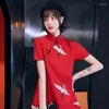 Vêtements ethniques Robe orientale noire courte Cheongsam Robe traditionnelle chinoise Vintage Femme filles modernes Qipao 11219