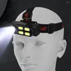 Headlamps USB Rechargeable COB LED Headlamp Waterproof 4 Gear Induction Warning Head Torch