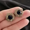 Boucles d'oreilles SINLEERY fleur en forme inhabituelle pour les femmes bleu rouge cubique Zircon boucle d'oreille rétro bijoux 2022 tendance ZD1 SSK