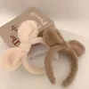 Nuove donne di moda fascia calda peluche orecchio di coniglio fascia per capelli inverno casual beige cachi turbante accessori per capelli festa