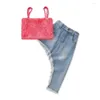 Kleidungsstücke Summer Girl Set Pink Weste Denim Rock Anzüge für Kinder