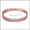 Link Chain FL Rhinestone Jewelry Bracelet Bling Cuban Link Bangle Fashion Men Hip Hop Armbanden Accessoires Q301FZ Drop Delivery DHGFV