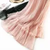 Юбка юбка из тюля женщин весна плиссированная мода асимметричная мода с высокой талией Boho Boho Long
