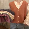 Gilet da donna Gilet in maglione di lana morbido Donna 2022 Autunno stile coreano Vintage monopetto con scollo a V Cardigan senza maniche Canotte lavorate a maglia