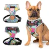 Dog Collars Leashes Nylon Dog Cat Harness Printed French Bulldog Harness Puppy Small Dogs Harnesses Vest for Chihuahua Yorkshire Walking Training T221212