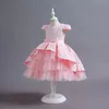 2023 Or Cristal Fleur Filles Robe rose Pageant Robes Robe De Bal Perlée Enfant En Bas Âge Vêtements Pour Enfants Petits Enfants Robes D'anniversaire