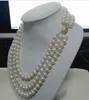 Dreisträngige 9–10 mm weiße Tahiti-Perlenkette, 45,7 cm, 48,3 cm, 50,8 cm