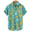 Freizeithemden für Herren 20 Herren-Hawaii-Strandhemd mit Blumen- und Fruchtdruck, kurzärmelig, Sommer, Urlaub, Mode, Übergröße